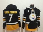 Pittsburgh Steelers #7 Ben Roethlisberger Black All Stitched Hooded Sweatshirt