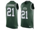 Mens Nike New York Jets #21 Morris Claiborne Limited Green Player Name & Number Tank Top NFL Jersey