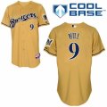 Men's Majestic Milwaukee Brewers #9 Aaron Hill Replica Gold 2013 Alternate Cool Base MLB Jersey