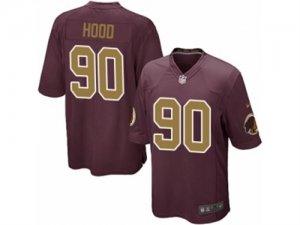 Mens Nike Washington Redskins #90 Ziggy Hood Game Burgundy Red Gold Number Alternate 80TH Anniversary NFL Jersey