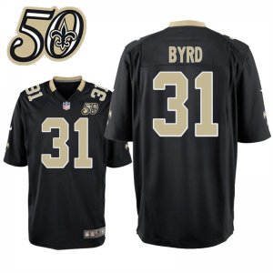 Mens New Orleans Saints #31 Jairus Byrd Black 50th Anniversary Game Jersey