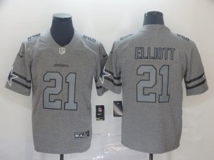 Nike Cowboys #21 Ezekiel Elliott 2019 Gray Gridiron Gray Vapor Untouchable Limited Jersey