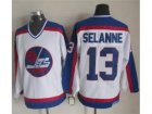 NHL Winnipeg Jets #13 Teemu Selanne White Blue CCM Throwback Stitched jerseys