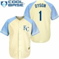 Men's Majestic Kansas City Royals #1 Jarrod Dyson Authentic Cream Exclusive Vintage Cool Base MLB Jersey