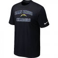 San Diego Chargers Heart & Soul Black T-Shirt