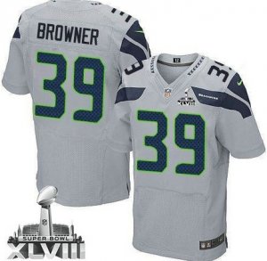 Nike Seattle Seahawks #39 Brandon Browner Grey Alternate Super Bowl XLVIII NFL Game Jersey