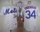 New York Mets #34 Noah Syndergaard White(Blue Strip) Home Cool Base W 2015 World Series Patch Stitched MLB Jersey