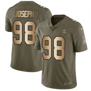 Nike Vikings #98 Linval Joseph Olive Gold Salute To Service Limited Jersey