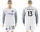 2017-18 Chelsea 13 COURTOIS White Goalkeeper Long Sleeve Soccer Jersey