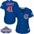 Womens Majestic Chicago Cubs #41 John Lackey Authentic Royal Blue Alternate 2016 World Series Champions Cool Base MLB Jersey
