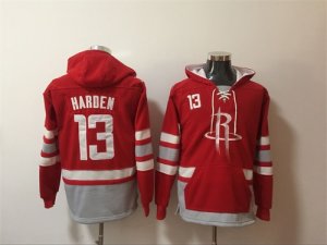 Rockets #13 James Harden Red All Stitched Hooded Sweatshirt