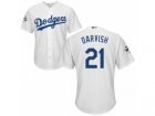 Los Angeles Dodgers #21 Yu Darvish Replica White Home 2017 World Series Bound Cool Base MLB Jersey