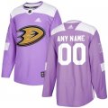 Mens Anaheim Ducks Purple Adidas Hockey Fights Cancer Custom Practice Jersey
