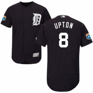 Men\'s Majestic Detroit Tigers #8 Justin Upton Navy Blue Flexbase Authentic Collection MLB Jersey