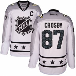 Mens Reebok Pittsburgh Penguins #87 Sidney Crosby Authentic White Metropolitan Division 2017 All-Star NHL Jersey