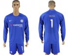 2017-18 Chelsea 1 CECH Home Goalkeeper Long Sleeve Soccer Jersey