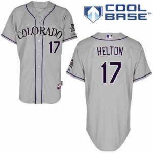 Men\'s Majestic Colorado Rockies #17 Todd Helton Replica Grey Road Cool Base MLB Jersey