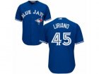 Mens Majestic Toronto Blue Jays #45 Francisco Liriano Replica Blue Alternate MLB Jersey