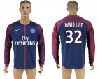 2017-18 Paris Saint-Germain 32 DAVID LUIZ Home Long Sleeve Thailand Soccer Jersey