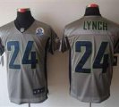 Nike Seahawks #24 Marshawn Lynch Grey Shadow With Hall of Fame 50th Patch NFL Elite Jersey