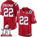 Youth Nike New England Patriots #22 Justin Coleman Elite Red Alternate Super Bowl LI 51 NFL Jersey