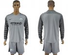 2017-18 Manchester City Gray Goalkeeper Long Sleeve Soccer Jersey