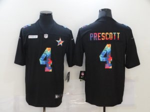 Nike Cowboys #4 Dak Prescott Black Vapor Untouchable Rainbow Limited Jersey