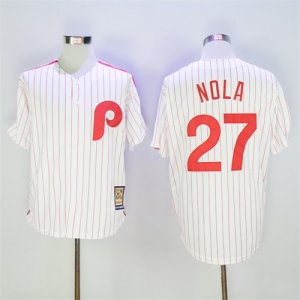 Phillies #27 Aaron Nola White Cooperstown Collection Cool Base Jersey - å‰¯æœ¬