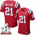 Mens Nike New England Patriots #21 Malcolm Butler Elite Red Alternate Super Bowl LI 51 NFL Jersey