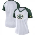 Green Bay Packers Nike Womens Top V Neck T-Shirt White Green
