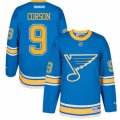 Mens Reebok St. Louis Blues #9 Shayne Corson Authentic Blue 2017 Winter Classic NHL Jersey