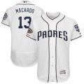 Padres #13 Manny Machado White 50th Anniversary and 150th Patch FlexBase Jersey