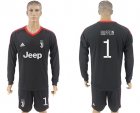 2017-18 Juventus 1 BUFFON Black Long Sleeve Goalkeeper Soccer Jersey