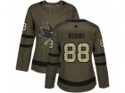 Women Adidas San Jose Sharks #88 Brent Burns Green Salute to Service Stitched NHL Jersey