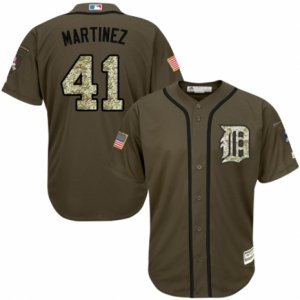 Men\'s Majestic Detroit Tigers #41 Victor Martinez Replica Green Salute to Service MLB Jersey