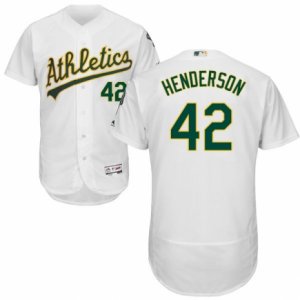 Men\'s Majestic Oakland Athletics #42 Dave Henderson White Flexbase Authentic Collection MLB Jersey