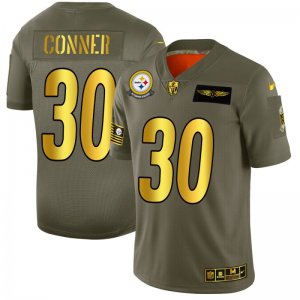 Nike Steelers #30 James Conner 2019 Olive Gold Salute To Service Limited Jersey
