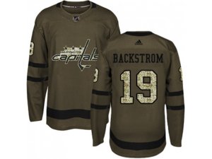 Youth Adidas Washington Capitals #19 Nicklas Backstrom Green Salute to Service Stitched NHL Jersey