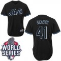 New York Mets #41 Tom Seaver Black Fashion W 2015 World Series Patch Stitched MLB Jersey
