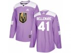 Men Adidas Vegas Golden Knights #41 Pierre-Edouard Bellemare Authentic Purple Fights Cancer Practice NHL Jersey