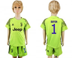 2017-18 Juventus 1 BUFFON Green Youth Goalkeeper Soccer Jersey
