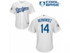 Los Angeles Dodgers #14 Enrique Hernandez Replica White Home 2017 World Series Bound Cool Base MLB Jersey