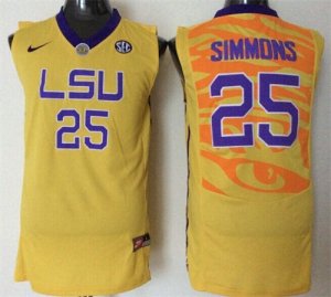 LSU Tigers #25 Ben Simmons Yellow College Basketball Jersey