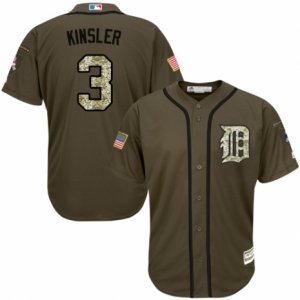 Men\'s Majestic Detroit Tigers #3 Ian Kinsler Replica Green Salute to Service MLB Jersey