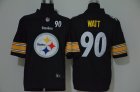 Nike Steelers #90 T.J. Watt Black Team Big Logo Number Vapor Untouchable Limited
