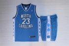 North Carolina #23 Michael Jordan Blue College Mesh Jersey(With Shorts)