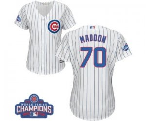 Womens Majestic Chicago Cubs #70 Joe Maddon Authentic White Home 2016 World Series Champions Cool Base MLB Jersey