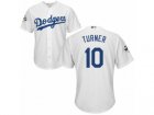 Los Angeles Dodgers #10 Justin Turner Replica White Home 2017 World Series Bound Cool Base MLB Jersey