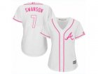 Women Atlanta Braves #7 Dansby Swanson Replica White Fashion Cool Base MLB Jersey