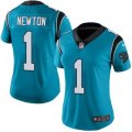 Womens Nike Carolina Panthers #1 Cam Newton Blue Stitched NFL Limited Rush Jersey